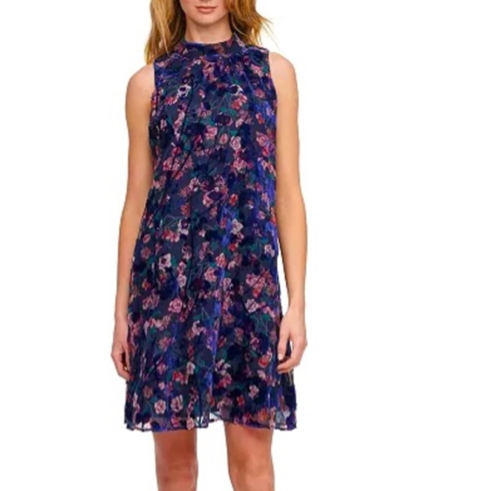 NWT Tommy Hilfiger mock neck velvet overlay shift dress - Picture 4 of 7